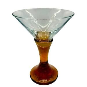 Fire & Light Copper Recycled Glass Martini Glass – Signed – 6”